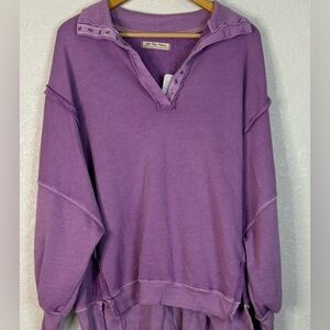 Free People Camden Henley Oversized sweatshirt in bubble tea Boho Casual L
